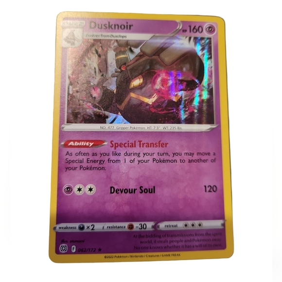 Pokemon Other - Pokemon TCG Dusknoir Brilliant Stars 62/172 Rare Holo